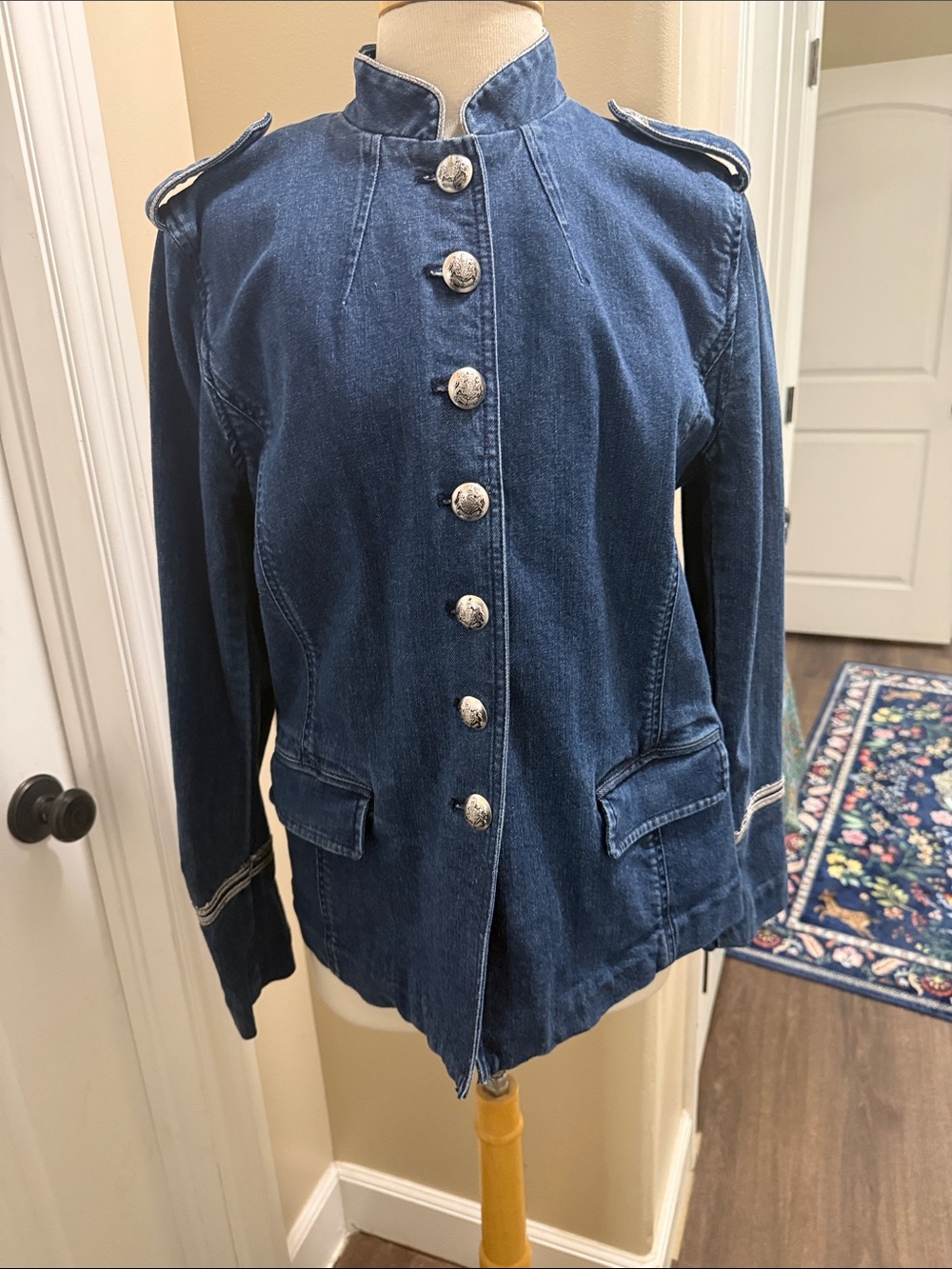 Lauren Ralph Lauren Blue Denim Military-Style Jacket